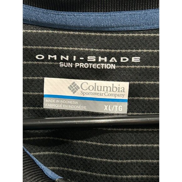 Columbia Mens Omni-Shade Polo Shirt Black Striped Short Sleeve Sz XL - Picture 4 of 7